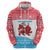 Luxembourg Christmas Zip Hoodie with Santa Claus Red Lion Snowflake Pattern and National Flag Design - Wonder Print Shop