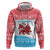 Luxembourg Christmas Zip Hoodie with Santa Claus Red Lion Snowflake Pattern and National Flag Design - Wonder Print Shop