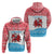 Luxembourg Christmas Zip Hoodie with Santa Claus Red Lion Snowflake Pattern and National Flag Design - Wonder Print Shop