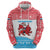 Luxembourg Christmas Zip Hoodie with Santa Claus Red Lion Snowflake Pattern and National Flag Design - Wonder Print Shop