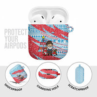 Luxembourg Christmas AirPods Case with Santa Claus Fox Reindeer Tree and Red Blue Pattern Design - Wonder Print Shop