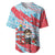 Luxembourg Christmas Baseball Jersey with Santa Claus Fox Reindeer Tree and Red Blue Pattern Design - Wonder Print Shop