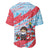 Luxembourg Christmas Baseball Jersey with Santa Claus Fox Reindeer Tree and Red Blue Pattern Design - Wonder Print Shop