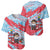 Luxembourg Christmas Baseball Jersey with Santa Claus Fox Reindeer Tree and Red Blue Pattern Design - Wonder Print Shop