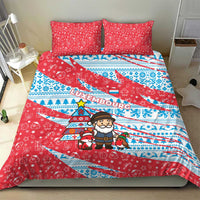 Luxembourg Christmas Bedding Set with Santa Claus Fox Reindeer Tree and Red Blue Pattern Design - Wonder Print Shop