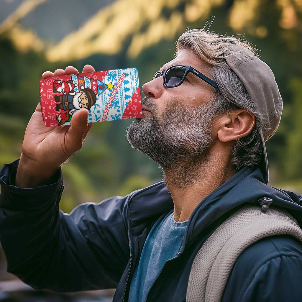 Luxembourg Christmas 4 in 1 Can Cooler Tumbler with Santa Claus Fox Reindeer Tree and Red Blue Pattern Design - Wonder Print Shop