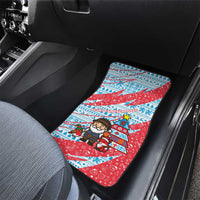 Luxembourg Christmas Car Mats with Santa Claus Fox Reindeer Tree and Red Blue Pattern Design - Wonder Print Shop