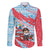 Luxembourg Christmas Family Matching Long Sleeve Bodycon Dress and Hawaiian Shirt with Santa Claus Fox Reindeer Tree and Red Blue Pattern Design - Wonder Print Shop