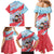 Luxembourg Christmas Family Matching Mermaid Dress and Hawaiian Shirt with Santa Claus Fox Reindeer Tree and Red Blue Pattern Design - Wonder Print Shop