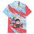 Luxembourg Christmas Family Matching Mermaid Dress and Hawaiian Shirt with Santa Claus Fox Reindeer Tree and Red Blue Pattern Design - Wonder Print Shop