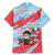 Luxembourg Christmas Family Matching Mermaid Dress and Hawaiian Shirt with Santa Claus Fox Reindeer Tree and Red Blue Pattern Design - Wonder Print Shop