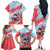 Luxembourg Christmas Family Matching Off The Shoulder Long Sleeve Dress and Hawaiian Shirt with Santa Claus Fox Reindeer Tree and Red Blue Pattern Design - Wonder Print Shop