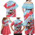 Luxembourg Christmas Family Matching Off Shoulder Maxi Dress and Hawaiian Shirt with Santa Claus Fox Reindeer Tree and Red Blue Pattern Design - Wonder Print Shop
