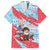 Luxembourg Christmas Family Matching Off Shoulder Maxi Dress and Hawaiian Shirt with Santa Claus Fox Reindeer Tree and Red Blue Pattern Design - Wonder Print Shop
