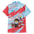 Luxembourg Christmas Family Matching Off Shoulder Maxi Dress and Hawaiian Shirt with Santa Claus Fox Reindeer Tree and Red Blue Pattern Design - Wonder Print Shop