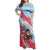 Luxembourg Christmas Family Matching Off Shoulder Maxi Dress and Hawaiian Shirt with Santa Claus Fox Reindeer Tree and Red Blue Pattern Design - Wonder Print Shop