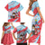 Luxembourg Christmas Family Matching Short Sleeve Bodycon Dress and Hawaiian Shirt with Santa Claus Fox Reindeer Tree and Red Blue Pattern Design - Wonder Print Shop