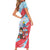 Luxembourg Christmas Family Matching Short Sleeve Bodycon Dress and Hawaiian Shirt with Santa Claus Fox Reindeer Tree and Red Blue Pattern Design - Wonder Print Shop