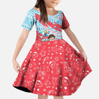 Luxembourg Christmas Family Matching Summer Maxi Dress and Hawaiian Shirt with Santa Claus Fox Reindeer Tree and Red Blue Pattern Design - Wonder Print Shop