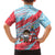 Luxembourg Christmas Kid Hawaiian Shirt with Santa Claus Fox Reindeer Tree and Red Blue Pattern Design - Wonder Print Shop