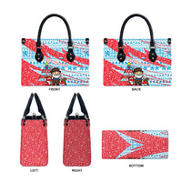 Luxembourg Christmas Leather Bag with Santa Claus Fox Reindeer Tree and Red Blue Pattern Design - Wonder Print Shop