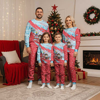 Luxembourg Christmas Pajama Set with Santa Claus Fox Reindeer Tree and Red Blue Pattern Design - Wonder Print Shop