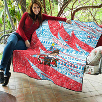 Luxembourg Christmas Quilt with Santa Claus Fox Reindeer Tree and Red Blue Pattern Design - Wonder Print Shop