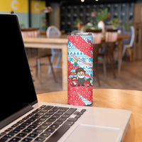 Luxembourg Christmas Skinny Tumbler with Santa Claus Fox Reindeer Tree and Red Blue Pattern Design - Wonder Print Shop