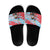 Luxembourg Christmas Slide Sandals with Santa Claus Fox Reindeer Tree and Red Blue Pattern Design - Wonder Print Shop