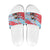 Luxembourg Christmas Slide Sandals with Santa Claus Fox Reindeer Tree and Red Blue Pattern Design - Wonder Print Shop