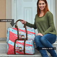 Luxembourg Christmas Travel Bag with Santa Claus Fox Reindeer Tree and Red Blue Pattern Design - Wonder Print Shop