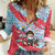 Luxembourg Christmas Women Casual Shirt with Santa Claus Fox Reindeer Tree and Red Blue Pattern Design - Wonder Print Shop
