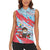 Luxembourg Christmas Women Sleeveless Polo Shirt with Santa Claus Fox Reindeer Tree and Red Blue Pattern Design - Wonder Print Shop