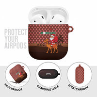 Morocco Christmas AirPods Case with Santa Claus Camel Caravan Desert Scene and Red Pattern Design - Wonder Print Shop