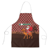 Morocco Christmas Apron with Santa Claus Camel Caravan Desert Scene and Red Pattern Design - Wonder Print Shop