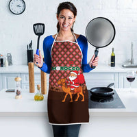 Morocco Christmas Apron with Santa Claus Camel Caravan Desert Scene and Red Pattern Design - Wonder Print Shop