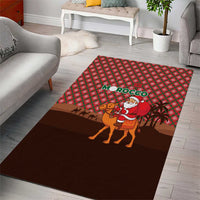 Morocco Christmas Area Rug with Santa Claus Camel Caravan Desert Scene and Red Pattern Design - Wonder Print Shop