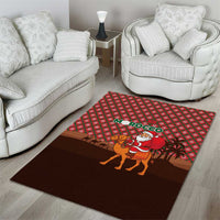 Morocco Christmas Area Rug with Santa Claus Camel Caravan Desert Scene and Red Pattern Design - Wonder Print Shop
