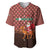 Morocco Christmas Baseball Jersey with Santa Claus Camel Caravan Desert Scene and Red Pattern Design - Wonder Print Shop