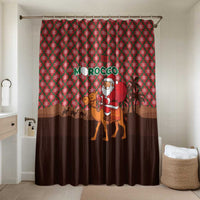 Morocco Christmas Bathroom Set with Santa Claus Camel Caravan Desert Scene and Red Pattern Design - Wonder Print Shop