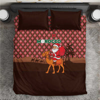 Morocco Christmas Bedding Set with Santa Claus Camel Caravan Desert Scene and Red Pattern Design - Wonder Print Shop