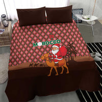 Morocco Christmas Bedding Set with Santa Claus Camel Caravan Desert Scene and Red Pattern Design - Wonder Print Shop