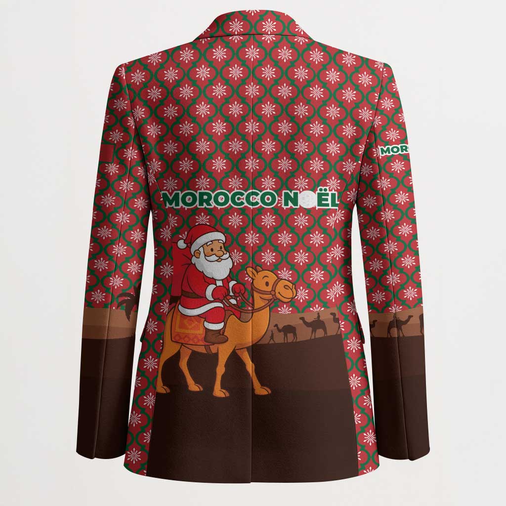 Morocco Christmas Blazer with Santa Claus Camel Caravan Desert Scene and Red Pattern Design - Wonder Print Shop