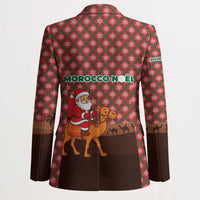 Morocco Christmas Blazer with Santa Claus Camel Caravan Desert Scene and Red Pattern Design - Wonder Print Shop