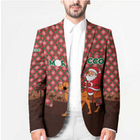 Morocco Christmas Blazer with Santa Claus Camel Caravan Desert Scene and Red Pattern Design - Wonder Print Shop