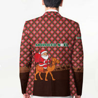 Morocco Christmas Blazer with Santa Claus Camel Caravan Desert Scene and Red Pattern Design - Wonder Print Shop