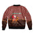 Morocco Christmas Bomber Jacket with Santa Claus Camel Caravan Desert Scene and Red Pattern Design - Wonder Print Shop