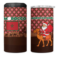 Morocco Christmas 4 in 1 Can Cooler Tumbler with Santa Claus Camel Caravan Desert Scene and Red Pattern Design - Wonder Print Shop