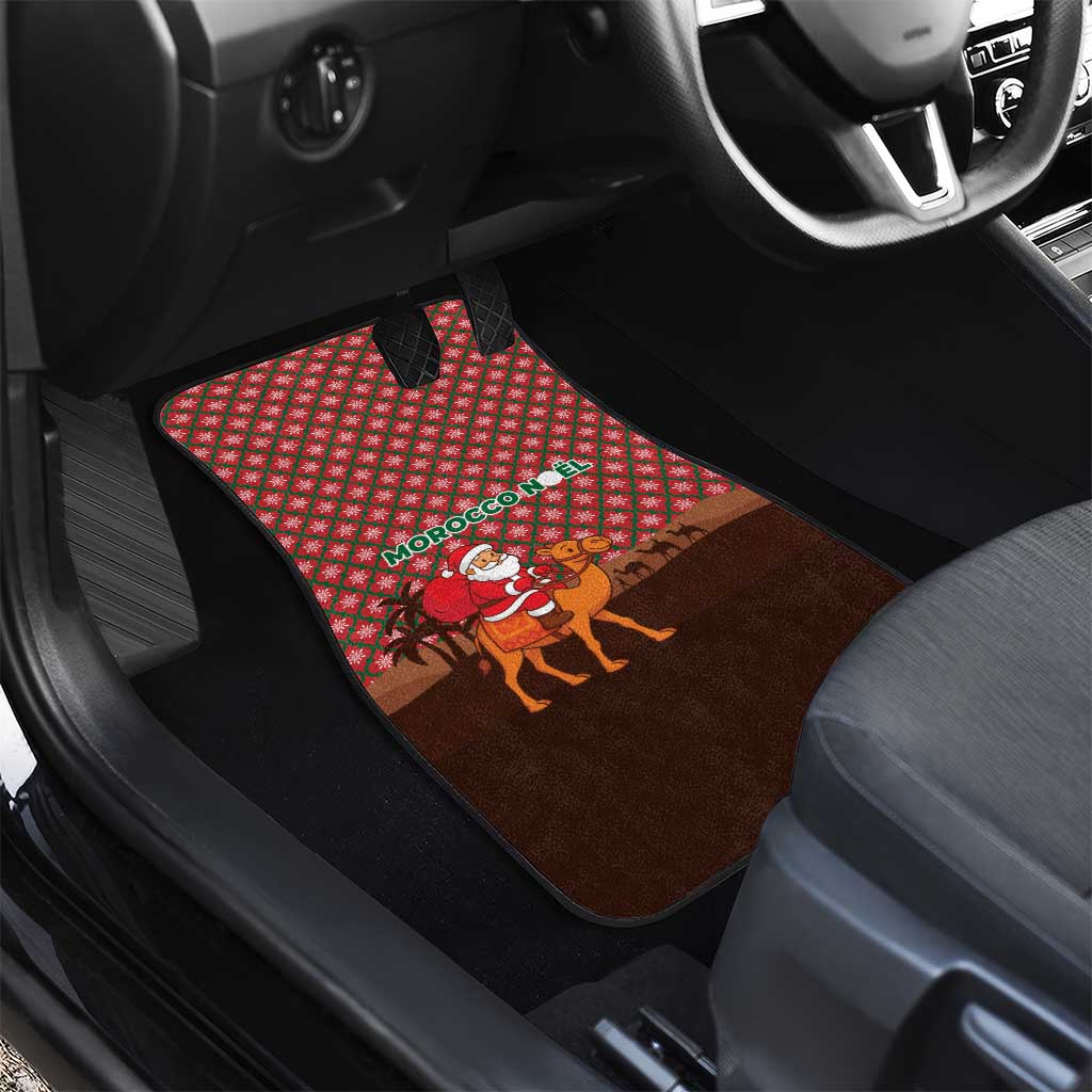 Morocco Christmas Car Mats with Santa Claus Camel Caravan Desert Scene and Red Pattern Design - Wonder Print Shop