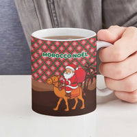 Morocco Christmas Ceramic Mug with Santa Claus Camel Caravan Desert Scene and Red Pattern Design - Wonder Print Shop